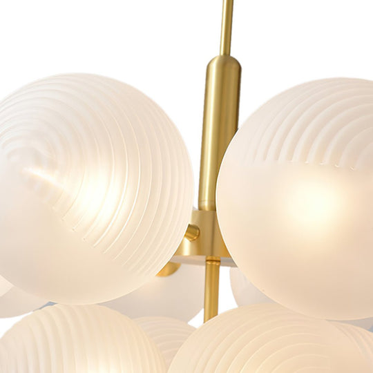 Pendantlightie-Contemporary Ribbed Glass Bubble Chandelier-Chandeliers-5Lt-