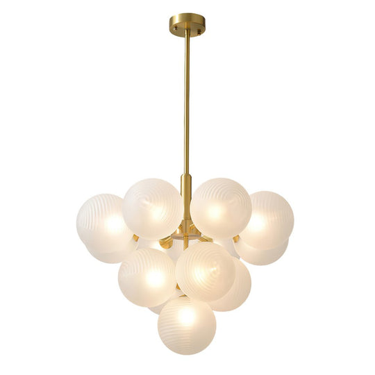 Pendantlightie-Contemporary Ribbed Glass Bubble Chandelier-Chandeliers-5Lt-