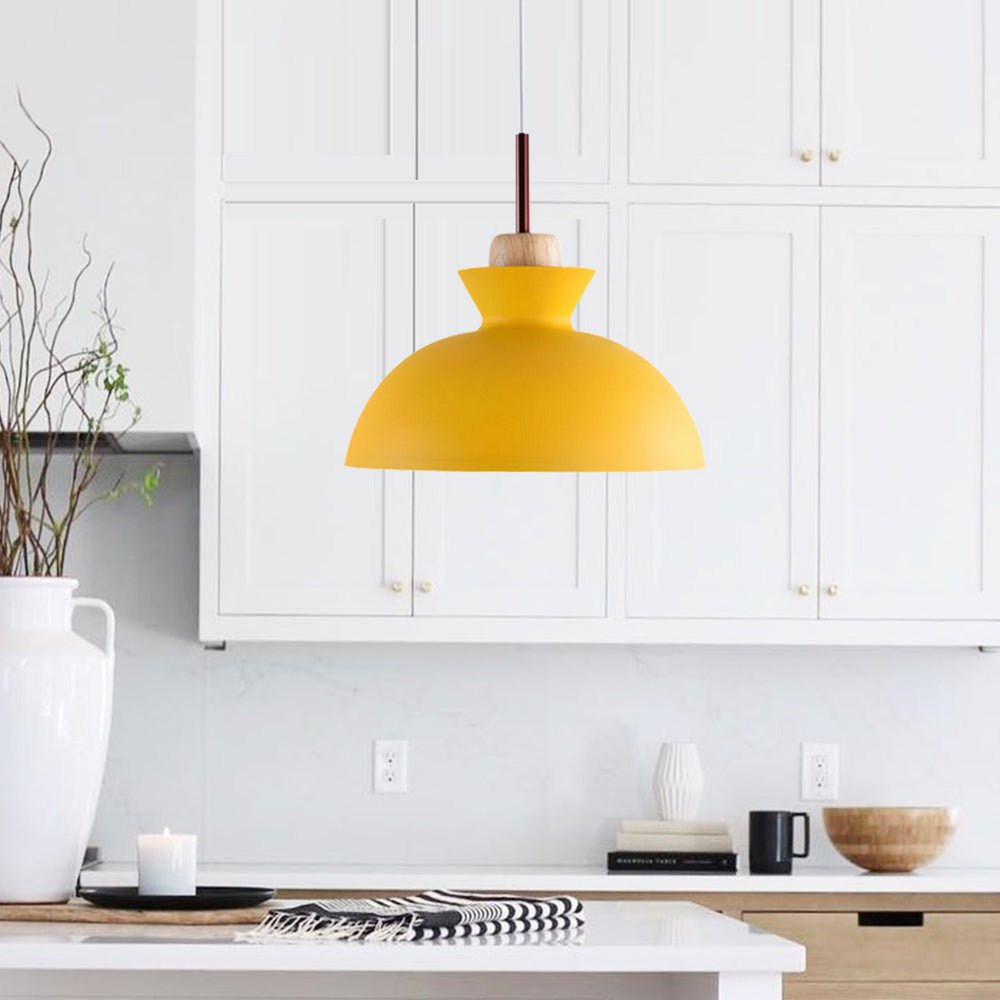 Pendantlightie-Contemporary Single Pendant Dome Light for Breakfast Bar-Pendants-Yellow-