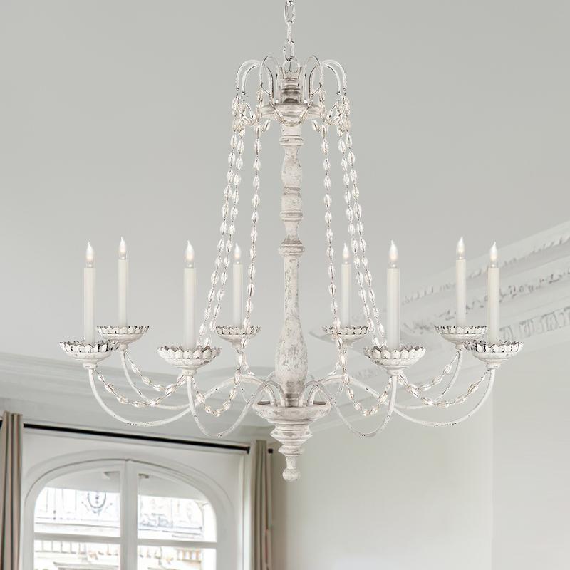 Pendantlightie-Country-Style Crystal Shabby Chandelier-Chandeliers-White-