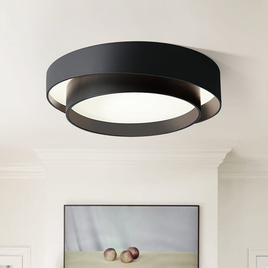 Pendantlightie-Creative Concentric Circle Led Ceiling Light-Flush Mount-Cool White Light-Black