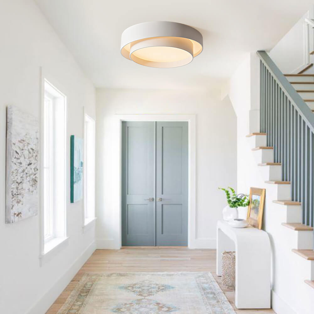 Pendantlightie-Creative Concentric Circle Led Ceiling Light-Flush Mount-Cool White Light-Black