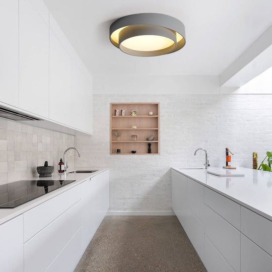 Pendantlightie-Creative Concentric Circle Led Ceiling Light-Flush Mount-Warm White Light-Gray