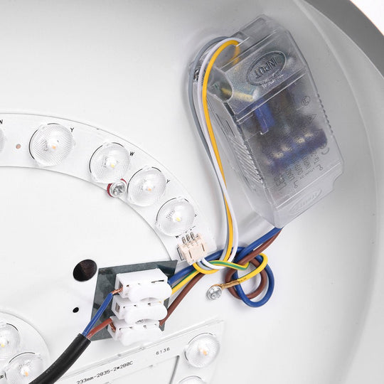 Pendantlightie-Dimmable Led Round Flush Mount With Wood Accent-Flush Mount-Black-11.81 Inches