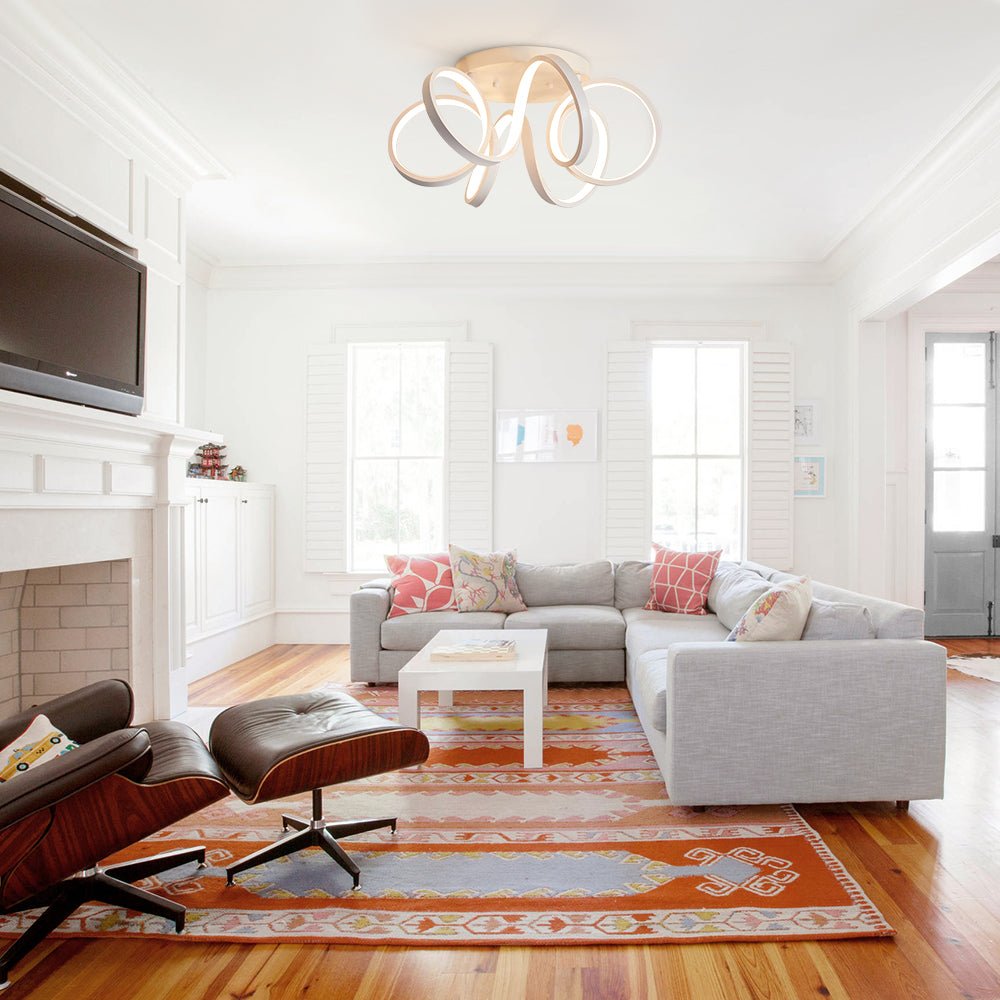 Pendantlightie-Dimmable Led Twisted Flush Mount-Flush Mount-Gold-