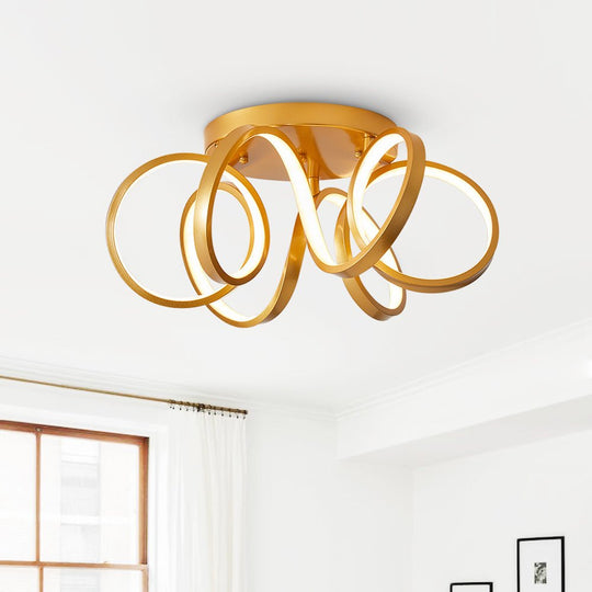 Pendantlightie-Dimmable Led Twisted Flush Mount-Flush Mount-Gold-