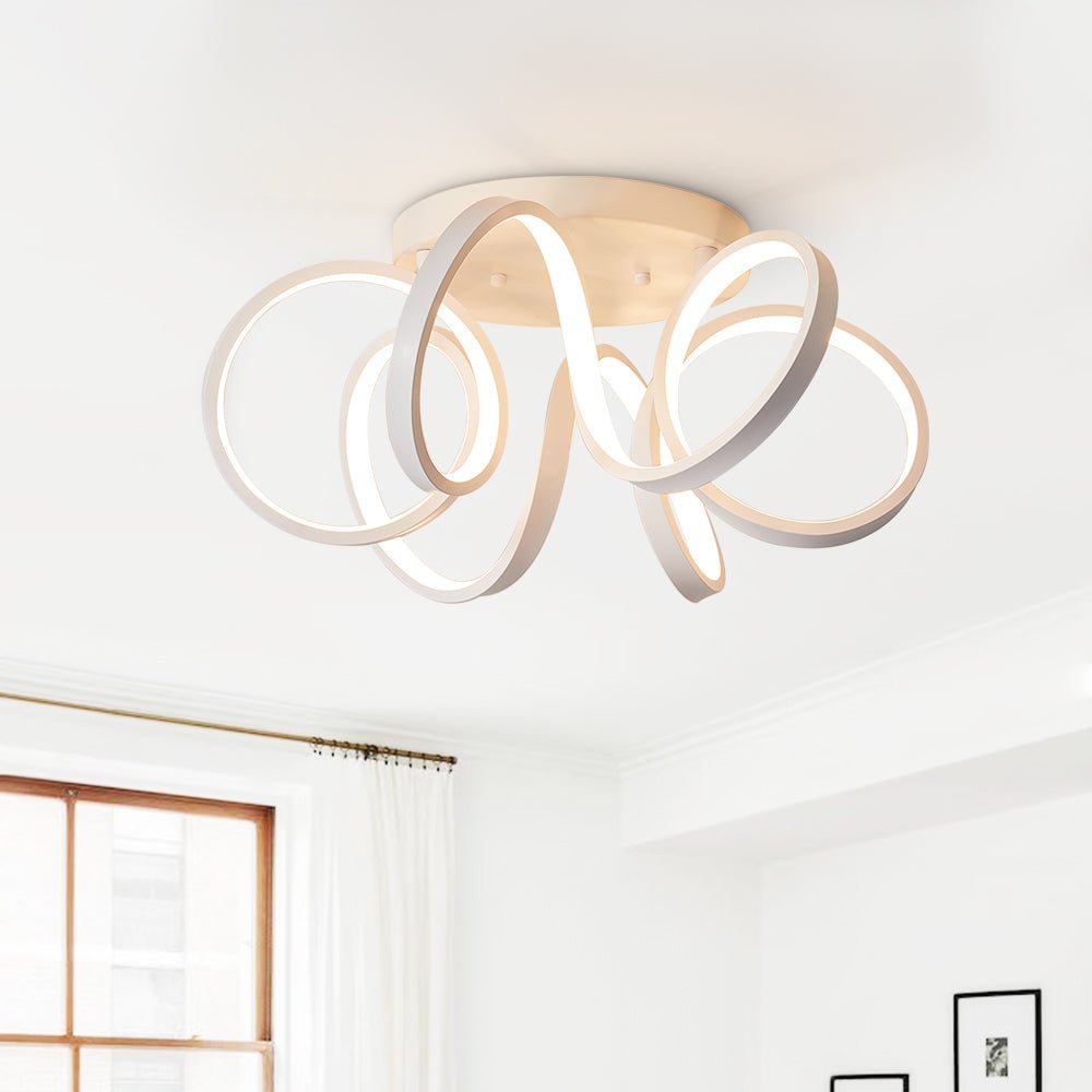 Pendantlightie-Dimmable Led Twisted Flush Mount-Flush Mount-White-
