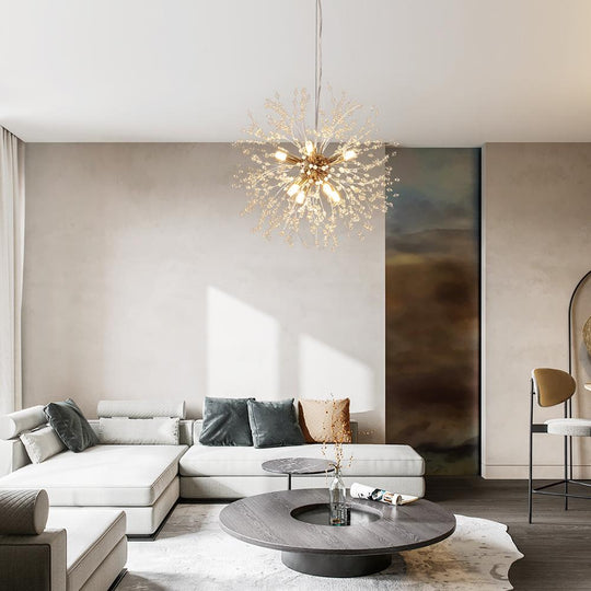 PendantLightie-Eight Lights Firework Modern Crystal Chandeliers-Chandeliers-Gold-