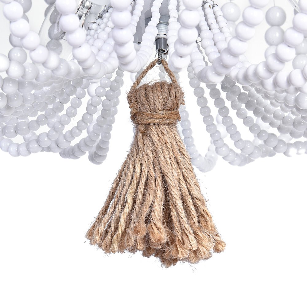 Pendantlightie-Farmhouse 3-Light Hemp Rope White Beaded Flush Mount-Flush Mount-White-
