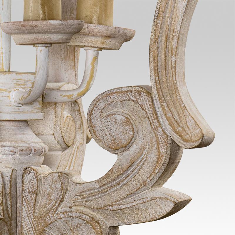 Pendantlightie-Farmhouse 4-Light Wood Cage Chandelier-Chandeliers--