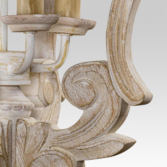 Pendantlightie-Farmhouse 4-Light Wood Cage Chandelier-Chandeliers--