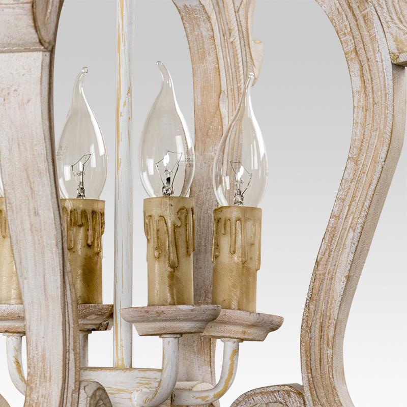 Pendantlightie-Farmhouse 4-Light Wood Cage Chandelier-Chandeliers--