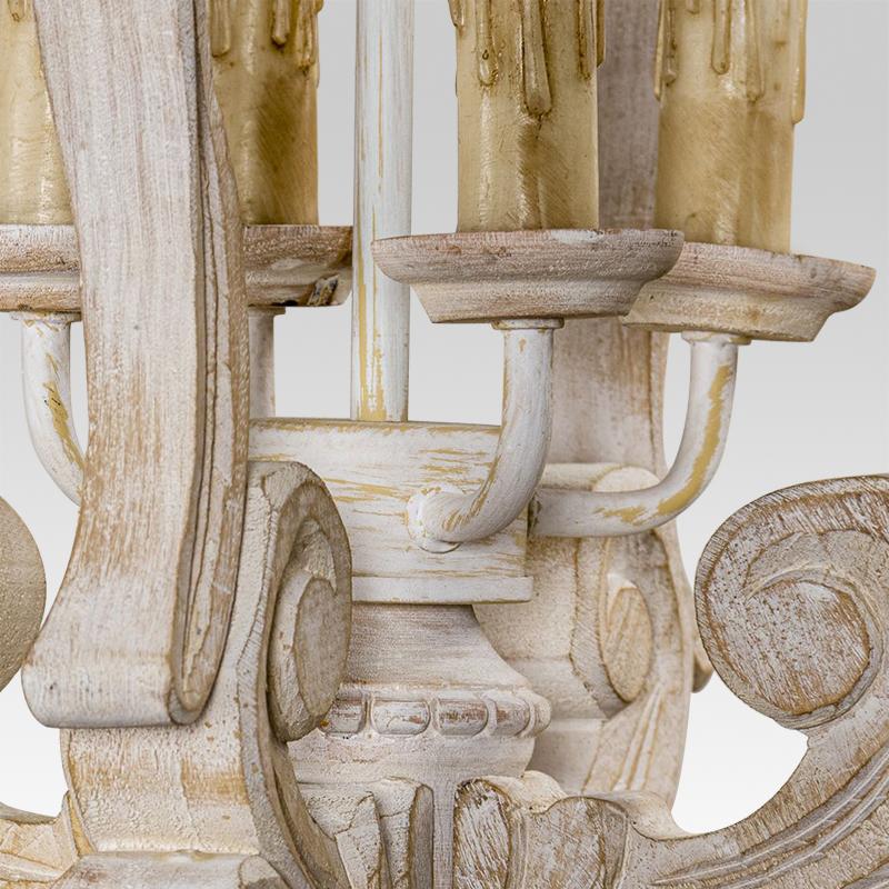 Pendantlightie-Farmhouse 4-Light Wood Cage Chandelier-Chandeliers--