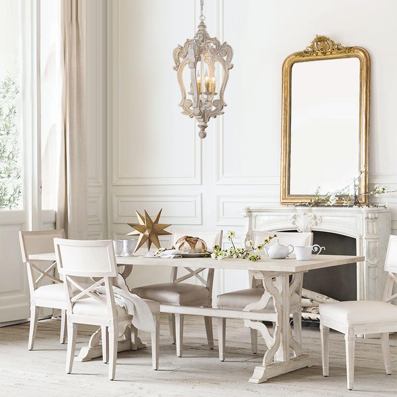 Pendantlightie-Farmhouse 4-Light Wood Cage Chandelier-Chandeliers--