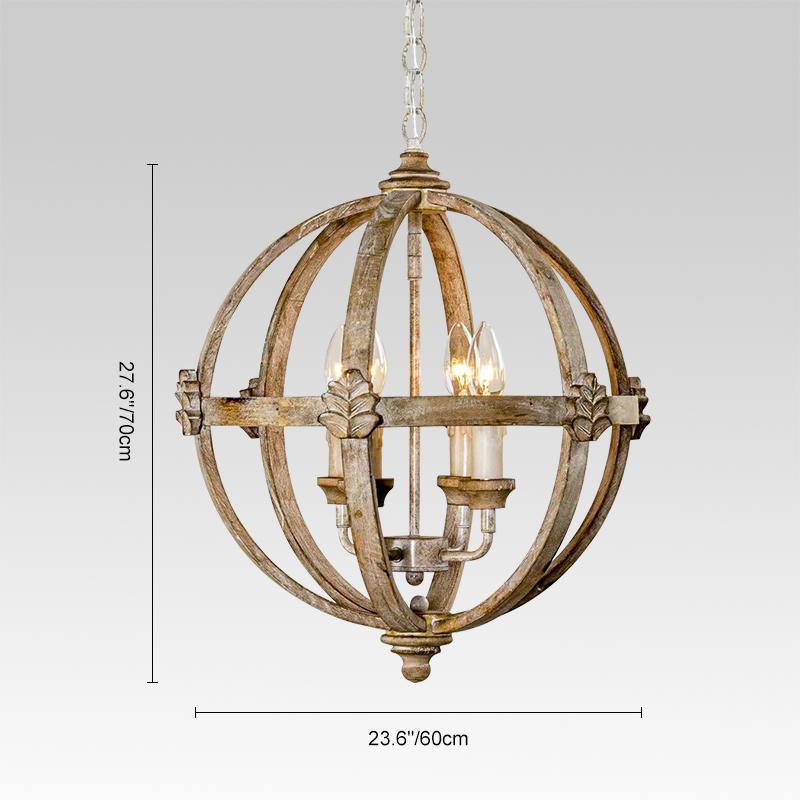 Pendantlightie-Farmhouse Wood 4-Light Orb Chandelier-Chandeliers--