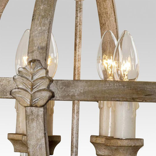Pendantlightie-Farmhouse Wood 4-Light Orb Chandelier-Chandeliers--