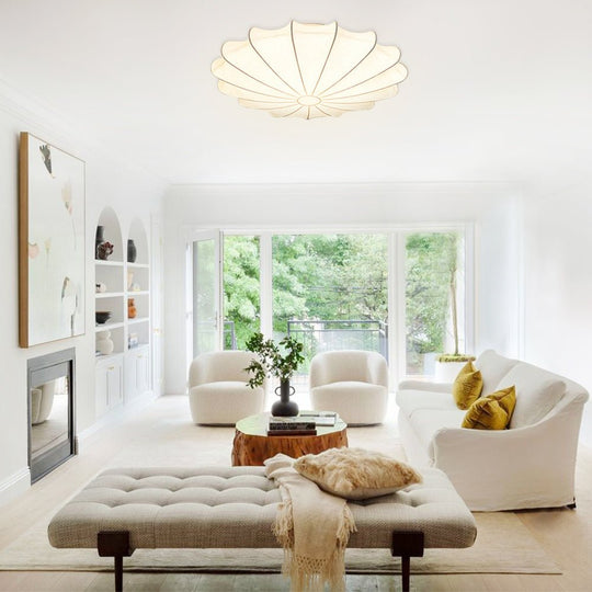 Pendantlightie-Geometric Flower Unique Silk Ceiling Light-Flush Mount-1Lt-