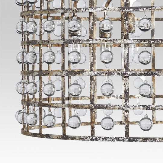 Pendantlightie-Glass Ball Drum Chandelier-Chandeliers-6Lt-