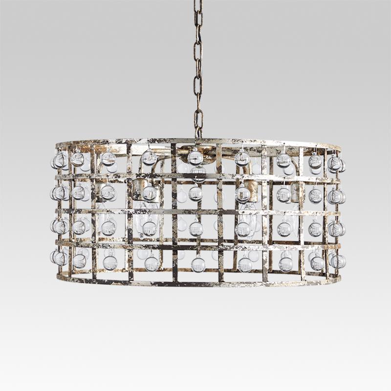 Pendantlightie-Glass Ball Drum Chandelier-Chandeliers-6Lt-