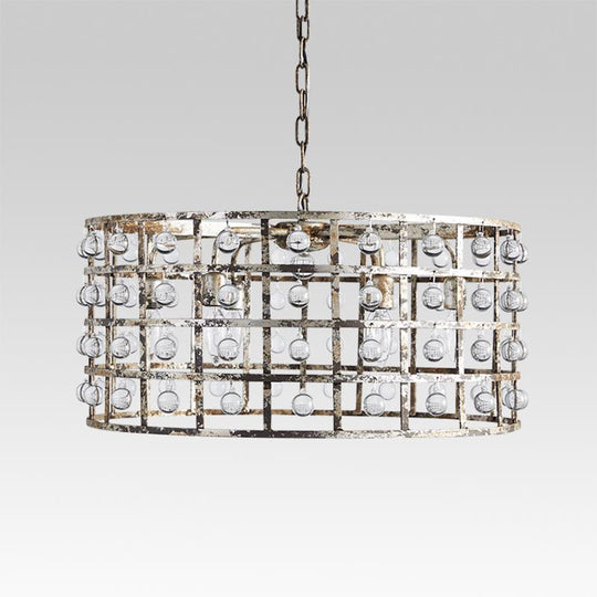 Pendantlightie-Glass Ball Drum Chandelier-Chandeliers-6Lt-