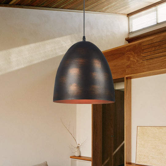 Pendantlightie-Industrial 1-Light Metal Bell Pendant Light For Dining Table-Pendants-Antique Brown-