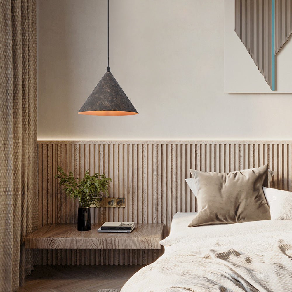Pendantlightie-Industrial 1-Light Tapered Shape Cone Pendant Light-Pendants-Black-