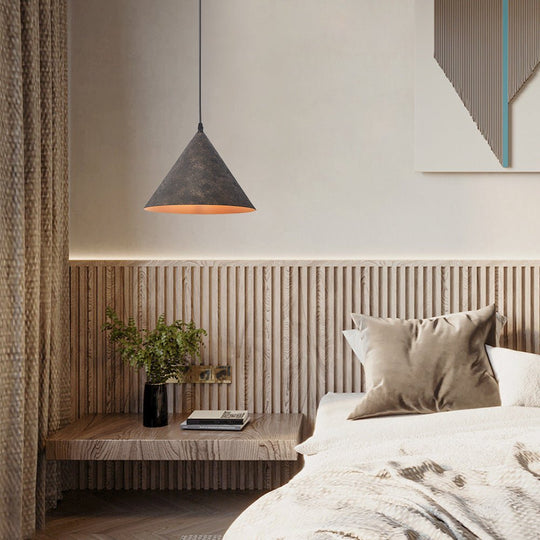 Pendantlightie-Industrial 1-Light Tapered Shape Cone Pendant Light-Pendants-Black-