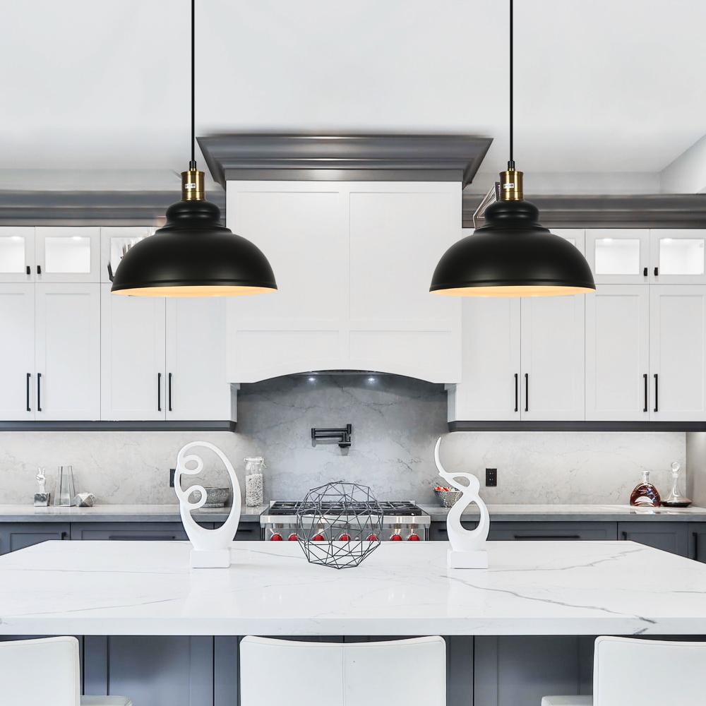 Pendantlightie-Industrial Black Single Pendant Dome Light Fixture-Pendants--