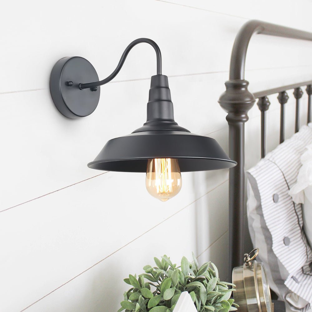 Pendantlightie-Industrial Farmhouse 1-Light Black Barn Wall Light-Wall Light--