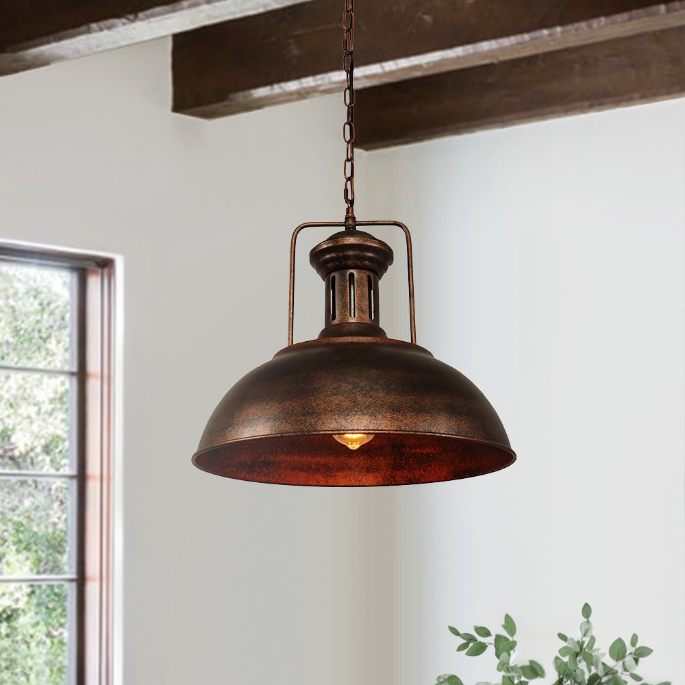 Pendantlightie-Industrial Rusty Dome Pendant Light-Pendants--