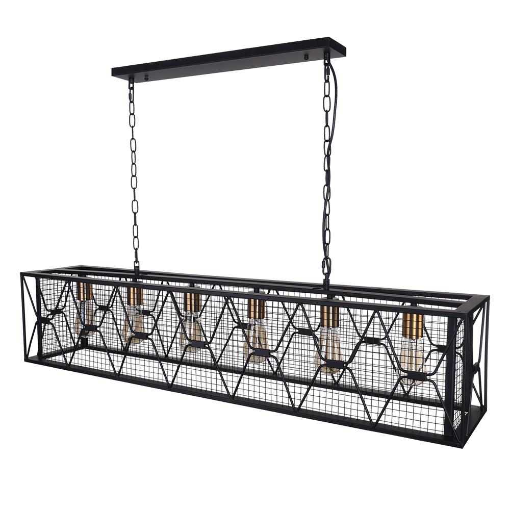 Pendantlightie-Kitchen Island Metal Rectangular Chandelier-Chandeliers-6Lt-