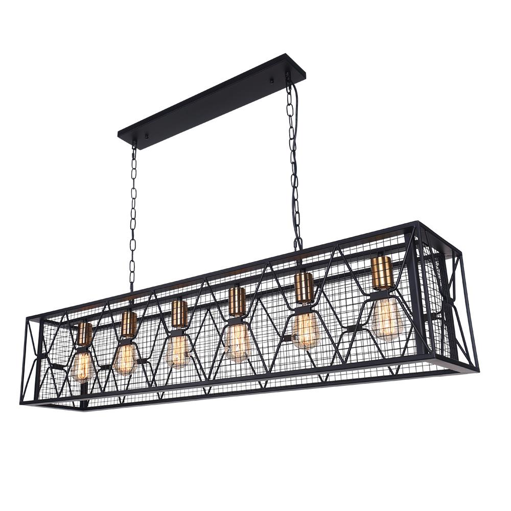 Pendantlightie-Kitchen Island Metal Rectangular Chandelier-Chandeliers-6Lt-