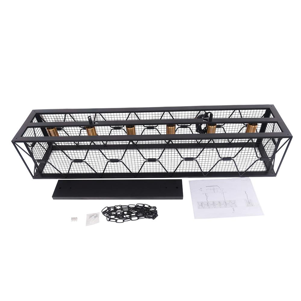 Pendantlightie-Kitchen Island Metal Rectangular Chandelier-Chandeliers-6Lt-