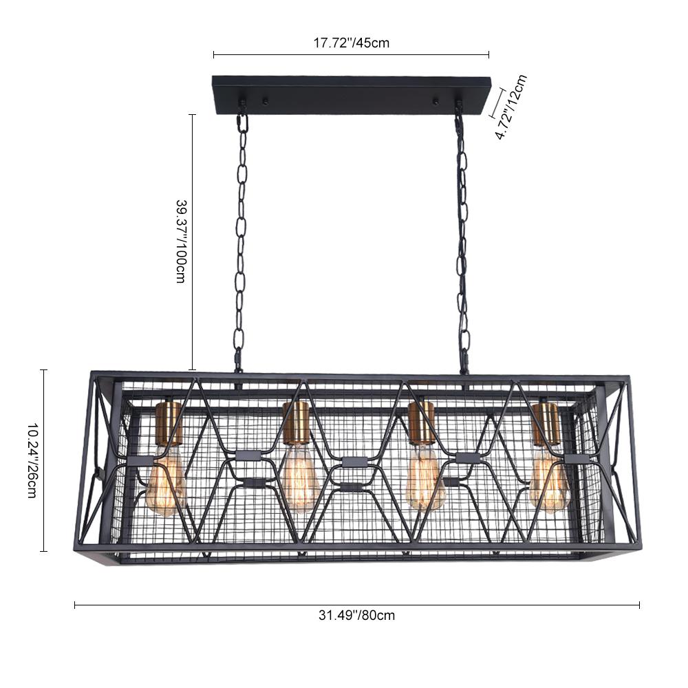 Pendantlightie-Kitchen Island Metal Rectangular Chandelier-Chandeliers-6Lt-