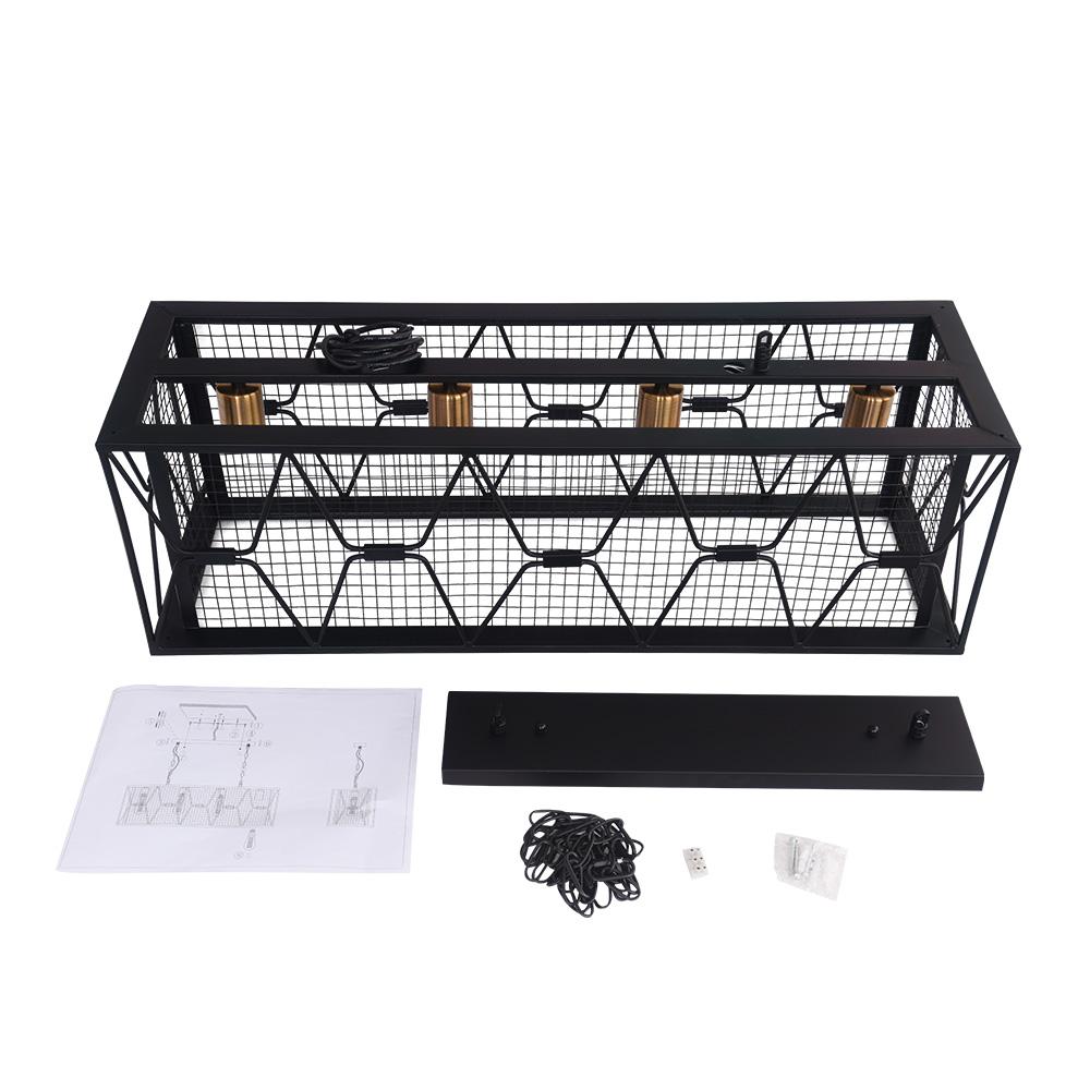 Pendantlightie-Kitchen Island Metal Rectangular Chandelier-Chandeliers-6Lt-