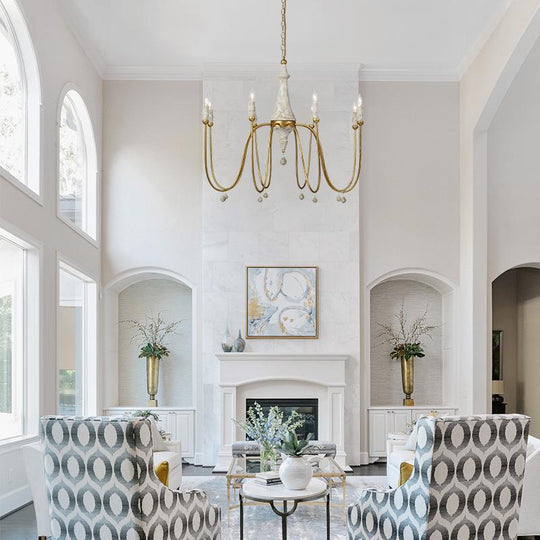 Pendantlightie-Luxe Candle Style Transitional Chandelier-Chandeliers-Gold-