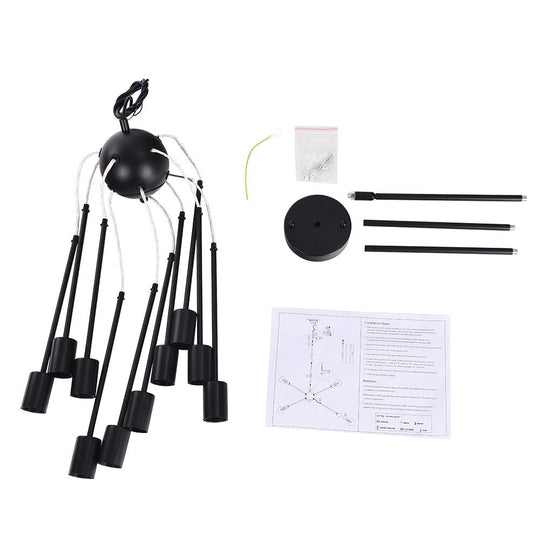 Pendantlightie-Mid-Century 10-Light Sputnik Chandelier-Chandeliers-Black-