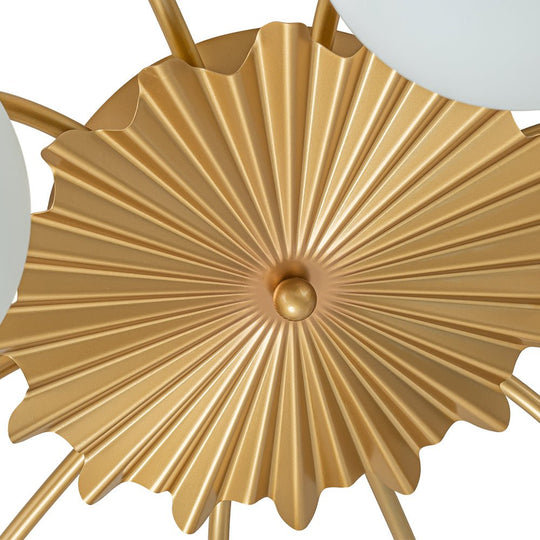 Pendantlightie-Mid-Century 12-Light Sputnik Opal Glass Globe Semi Flush Ceiling Light-Semi Flush Mount--