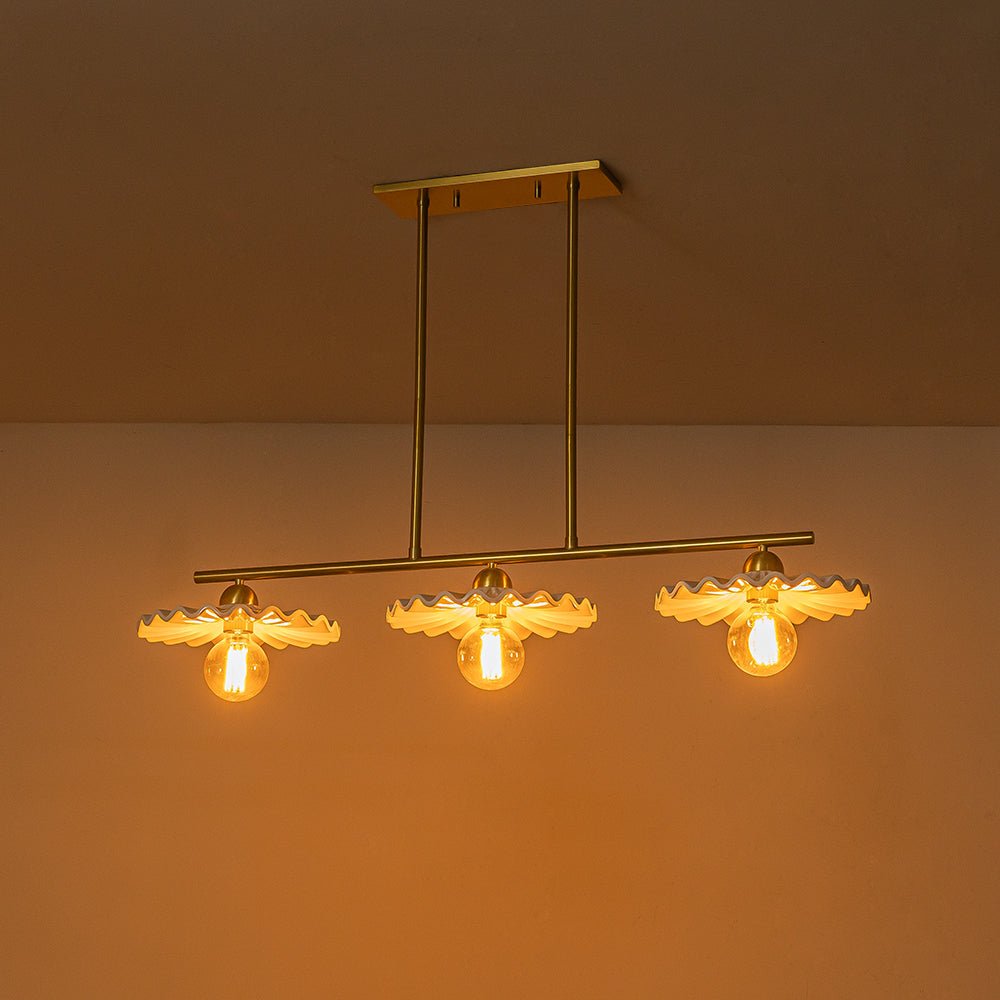 Pendantlightie-Mid-Century 3-Light Ruffled Linear Pendant Light-Pendants--