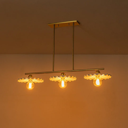 Pendantlightie-Mid-Century 3-Light Ruffled Linear Pendant Light-Pendants--