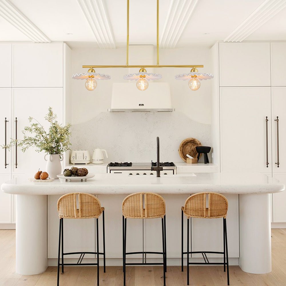 Pendantlightie-Mid-Century 3-Light Ruffled Linear Pendant Light-Pendants--