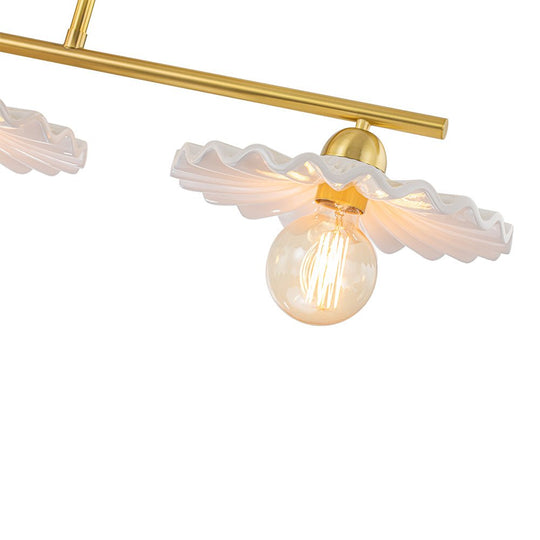 Pendantlightie-Mid-Century 3-Light Ruffled Linear Pendant Light-Pendants--