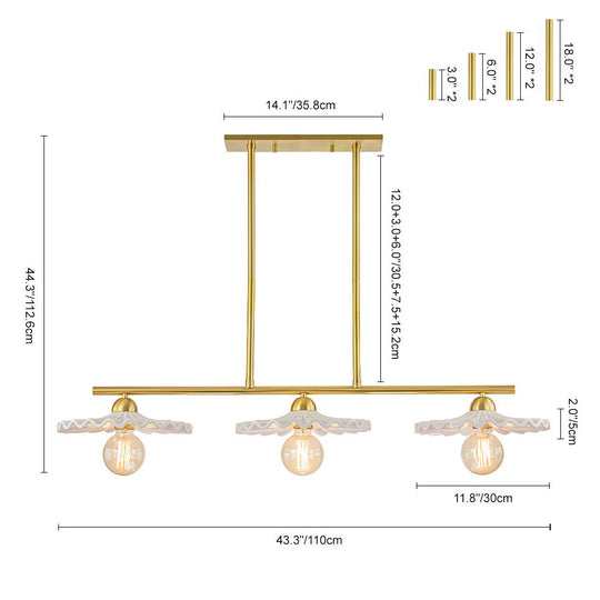 Pendantlightie-Mid-Century 3-Light Ruffled Linear Pendant Light-Pendants--