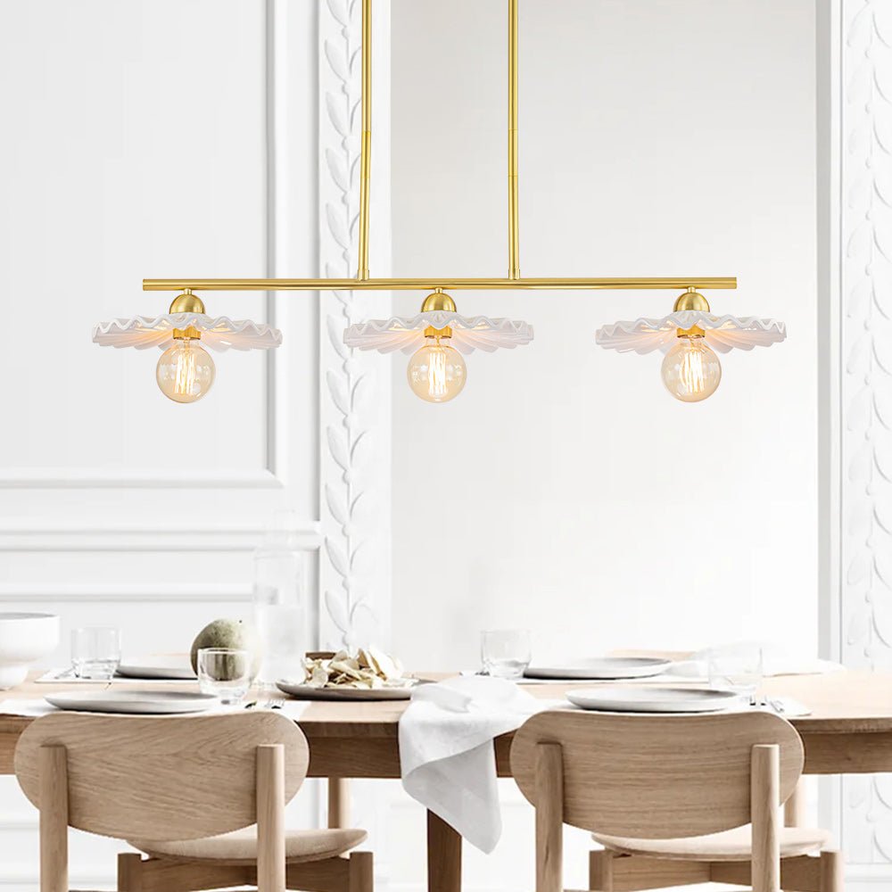 Pendantlightie-Mid-Century 3-Light Ruffled Linear Pendant Light-Pendants--