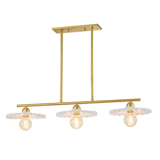 Pendantlightie-Mid-Century 3-Light Ruffled Linear Pendant Light-Pendants--