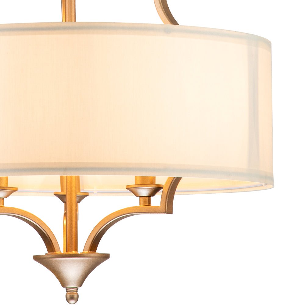 Pendantlightie-Mid-Century 3-Light Shaded Drum Chandelier-Chandeliers--