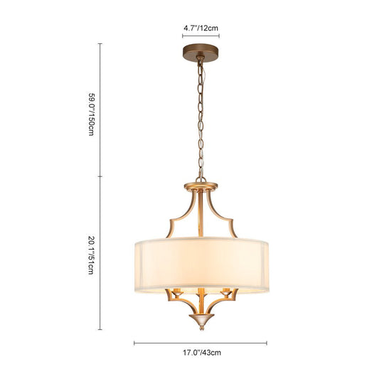 Pendantlightie-Mid-Century 3-Light Shaded Drum Chandelier-Chandeliers--