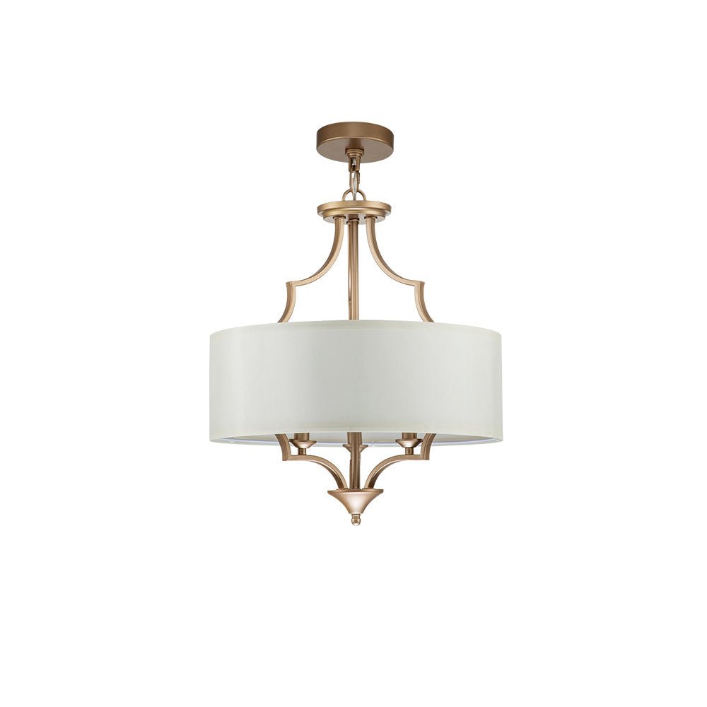 Pendantlightie-Mid-Century 3-Light Shaded Drum Chandelier-Chandeliers--