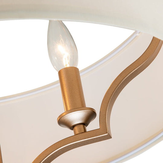 Pendantlightie-Mid-Century 3-Light Shaded Drum Chandelier-Chandeliers--
