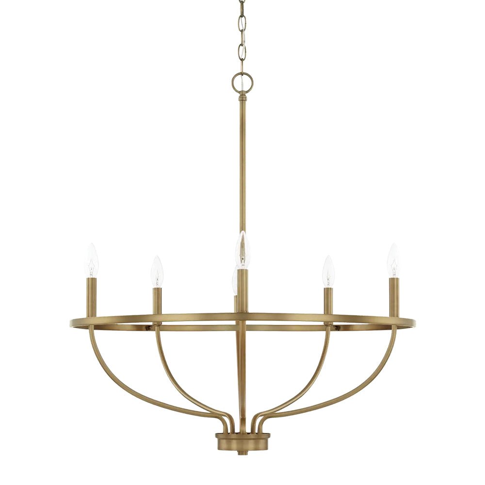Pendantlightie-Mid-Century 6-Light Curved Metal Candle Chandelier-Chandeliers-Black-